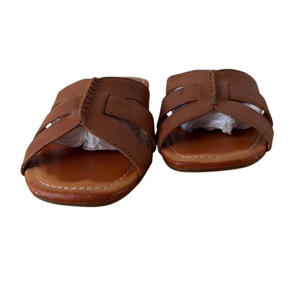 UGG Cognac Brown Leather Slide Sandals Women's Size 8.5 Comfort Casual Summer